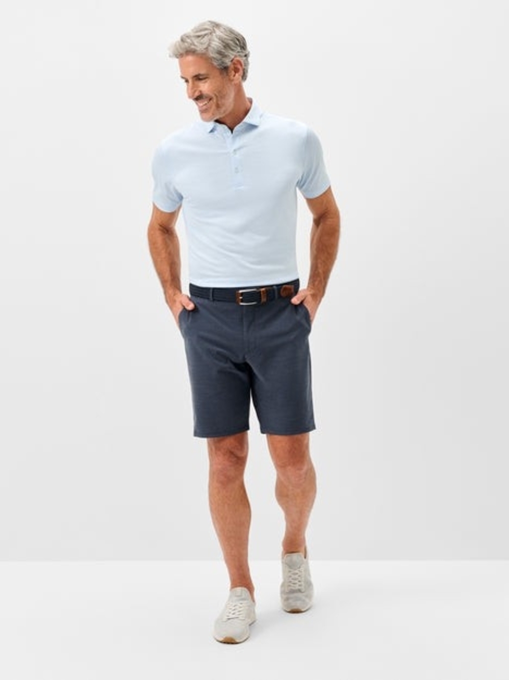 Johnnie-O Mulligan Performance Shorts 34 High Tide Navy Golf Stretch 9” EUC